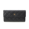 Chanel Caviar Leather Quilted CC Logo Wallet Black