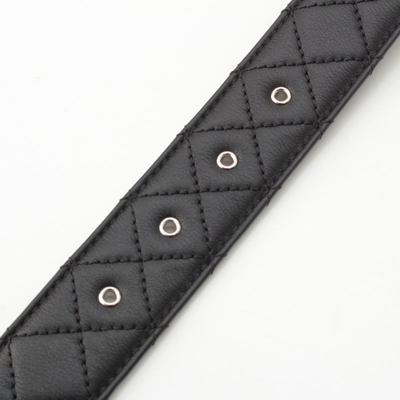 Chanel Leather CC Logo Quilted Belt Black