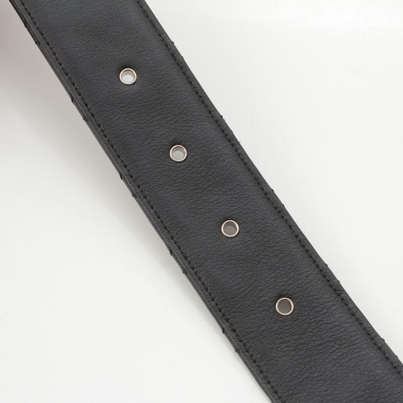 Chanel Leather CC Logo Quilted Belt Black