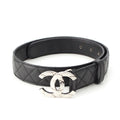Chanel Leather CC Logo Quilted Belt Black