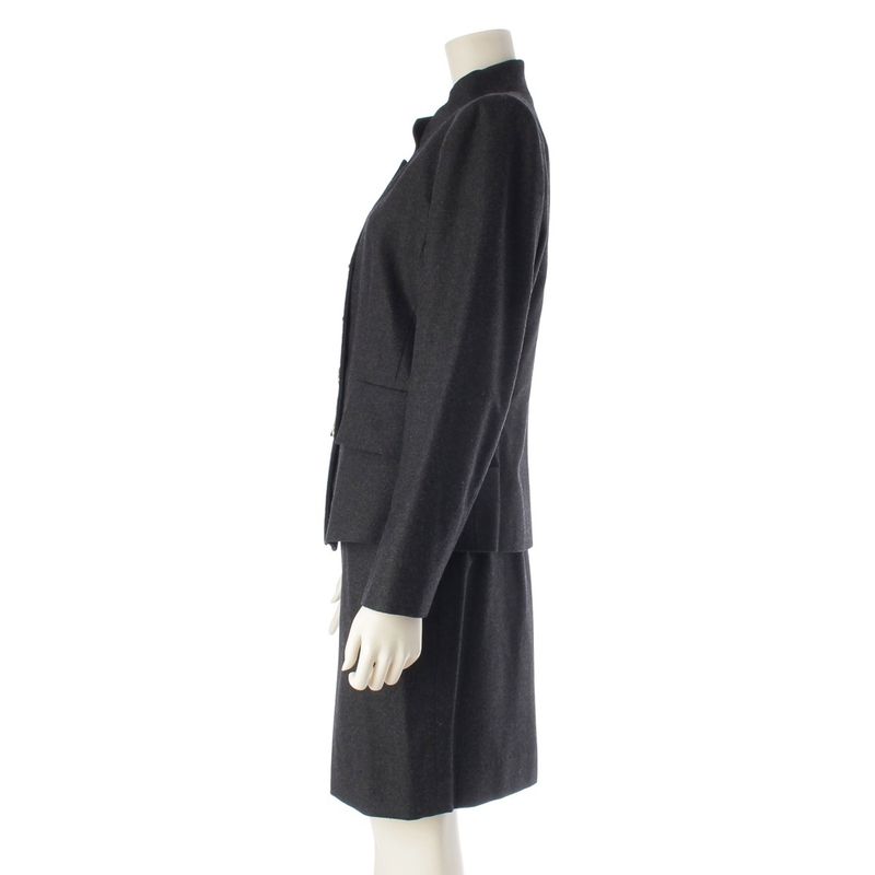 Saint Laurent Yves Wool Vintage Heart Button Jacket Skirt Set Chaco Legre 36 Chaco Le Grey