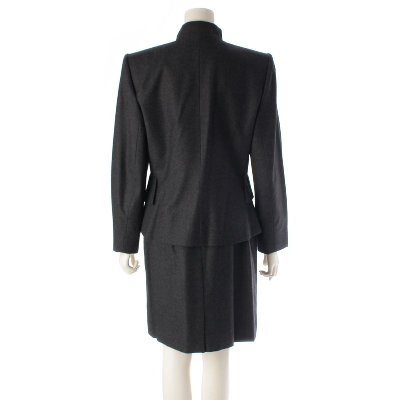 Saint Laurent Yves Wool Vintage Heart Button Jacket Skirt Set Chaco Legre 36 Chaco Le Grey