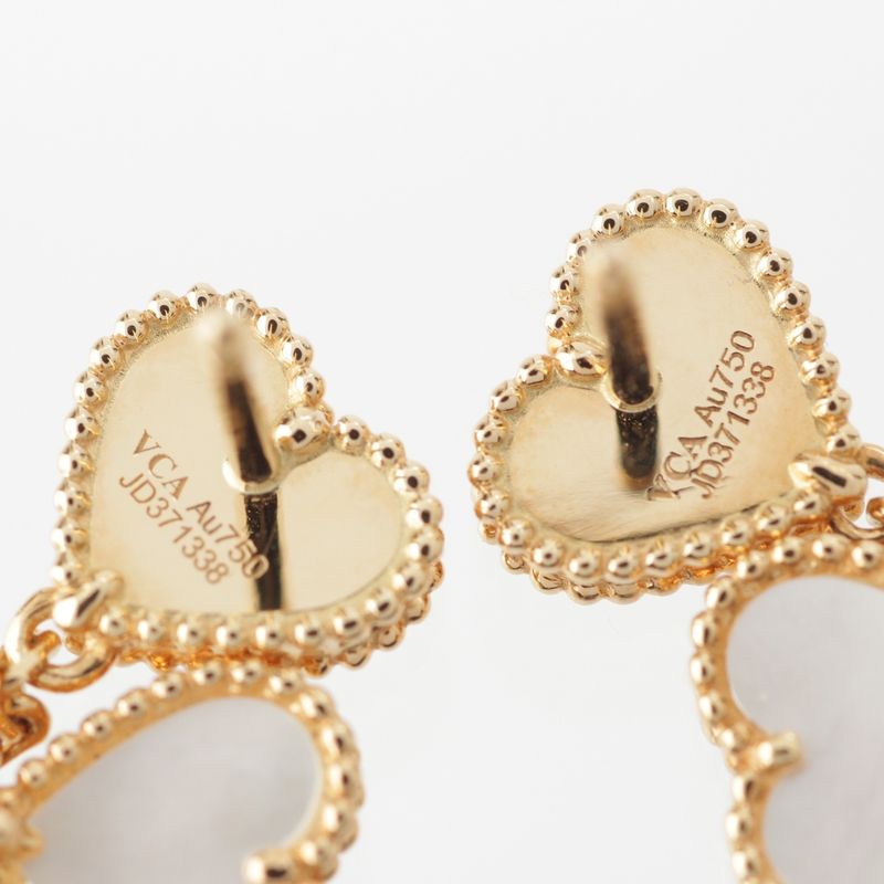 Van Cleef & Arpels Sweet Alhambra Diamond Earrings Mother Of Pearl