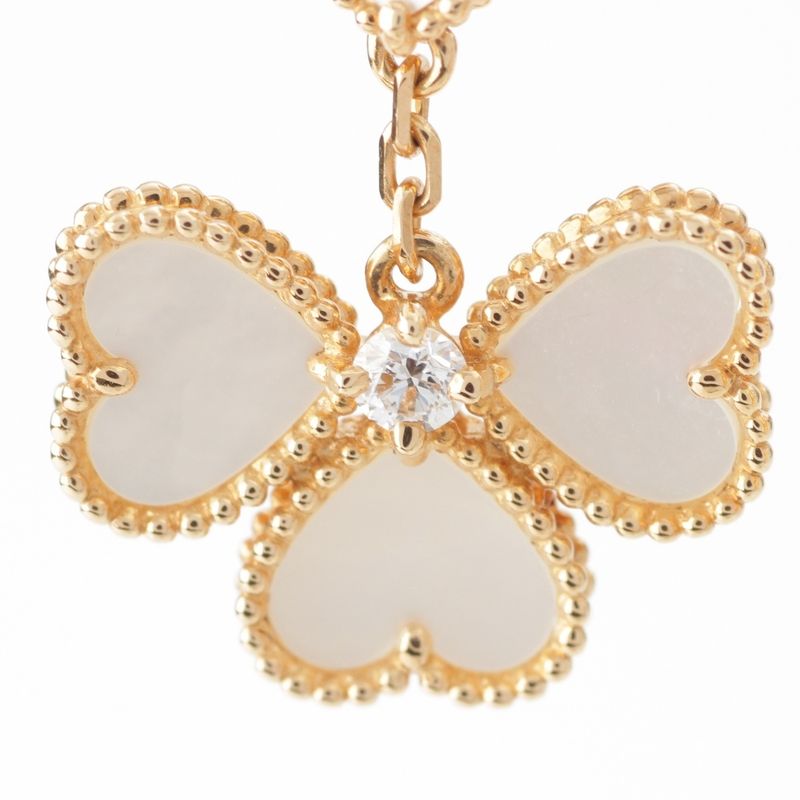 Van Cleef & Arpels Sweet Alhambra Diamond Earrings Mother Of Pearl