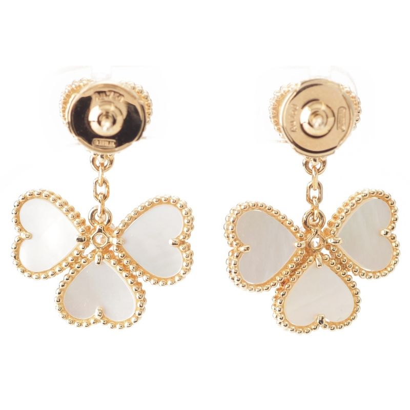 Van Cleef & Arpels Sweet Alhambra Diamond Earrings Mother Of Pearl