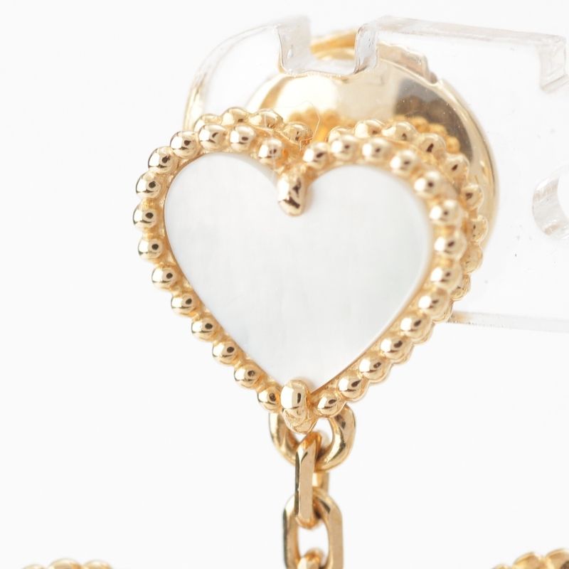 Van Cleef & Arpels Sweet Alhambra Diamond Earrings Mother Of Pearl