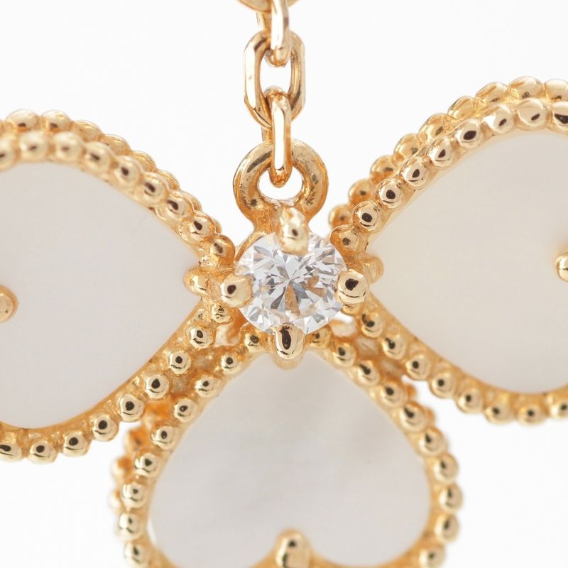 Van Cleef & Arpels Sweet Alhambra Diamond Earrings Mother Of Pearl