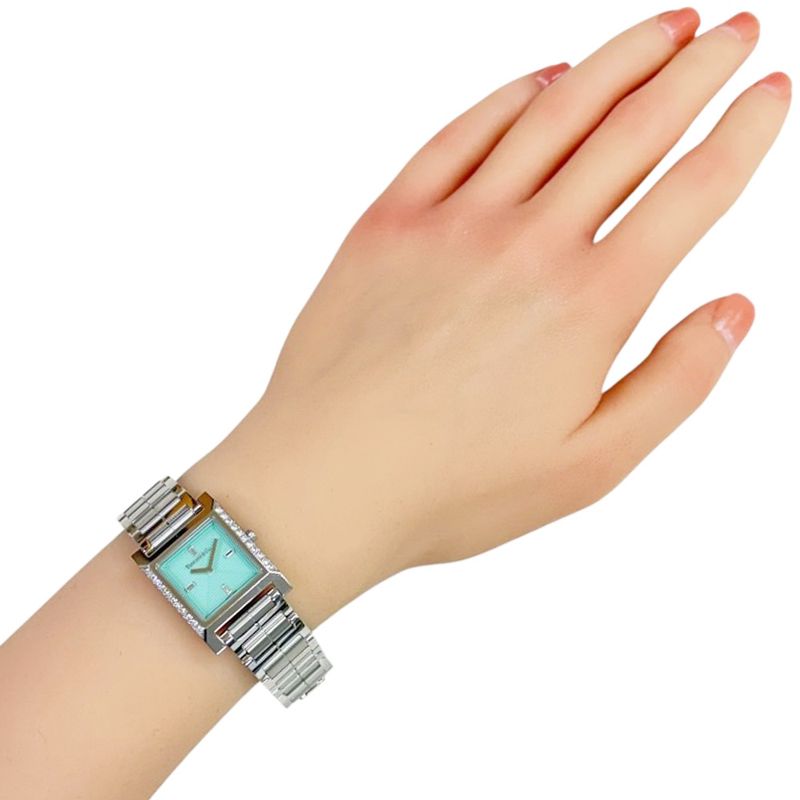Tiffany & Co Maker's Square Watch Stainless Steel Quartz Silver Blue