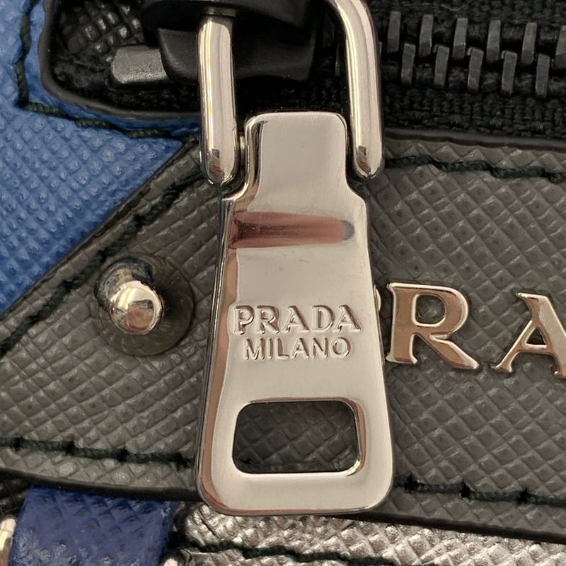 Prada Saffiano Leather Studded Clutch Black