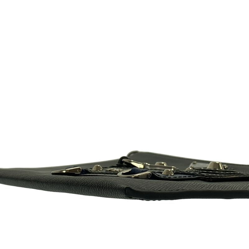 Prada Saffiano Leather Studded Clutch Black