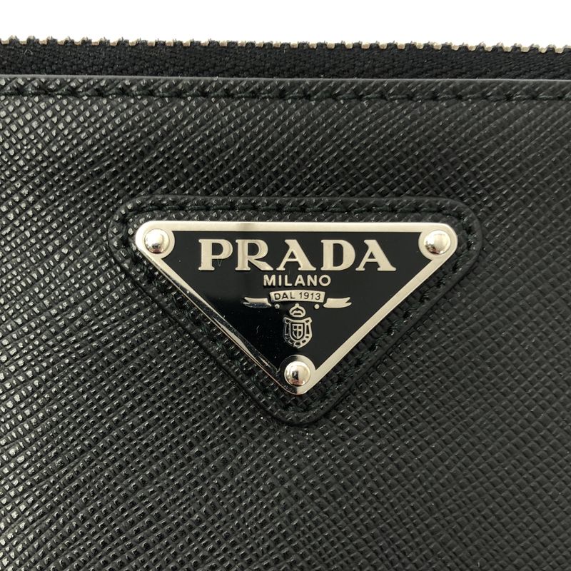 Prada Saffiano Leather Studded Clutch Black