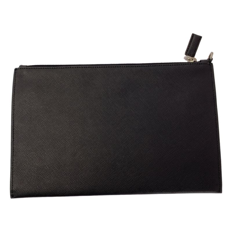 Prada Saffiano Leather Studded Clutch Black