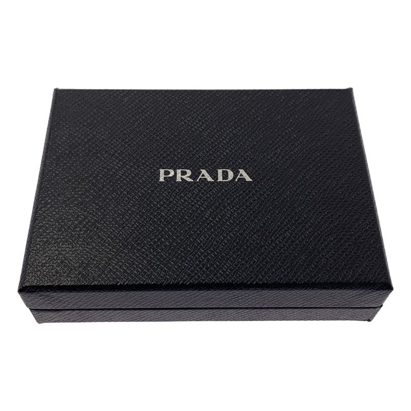 Prada Saffiano Leather Studded Logo Card Pass Case Shoulder Bag Blue-silver