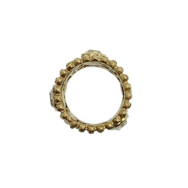 Chanel CC Logo Stone Ring Gold