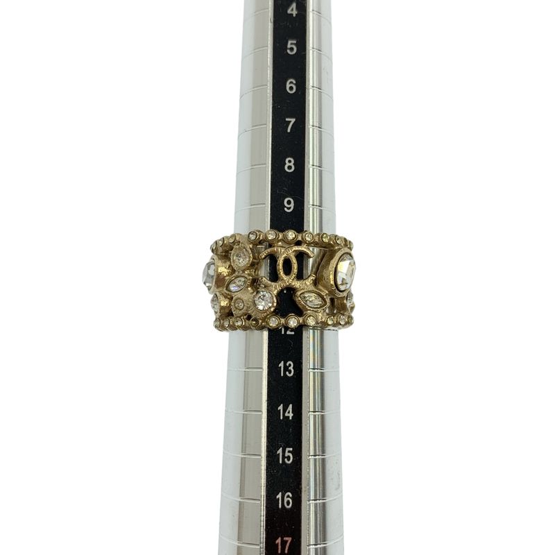 Chanel CC Logo Stone Ring Gold