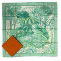 Hermes Scarf Silk Carre 90 Au Bord de L'eau by the River Jade Bird Green