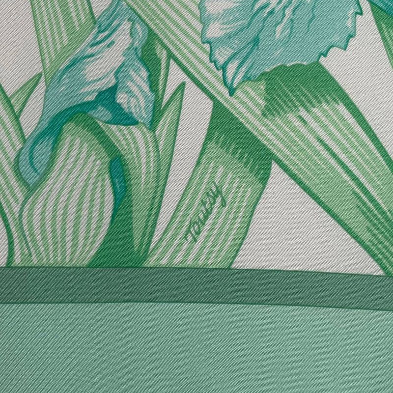 Hermes Scarf Silk Carre 90 Au Bord de L'eau by the River Jade Bird Green