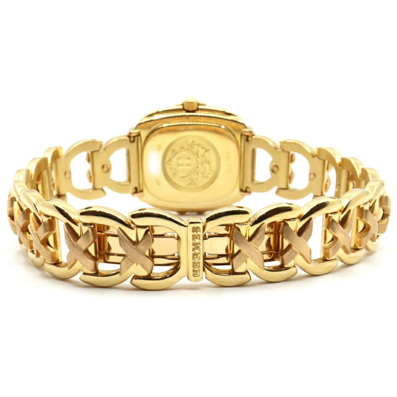 Hermes Faubourg White Watch Diamond Yellow Gold Quartz 18K