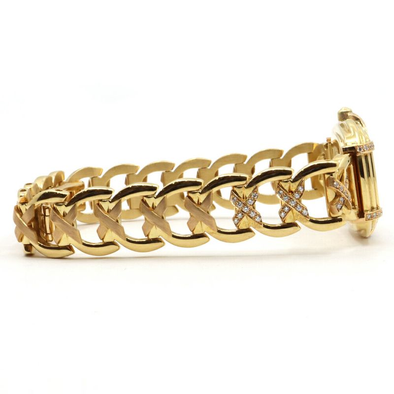 Hermes Faubourg White Watch Diamond Yellow Gold Quartz 18K