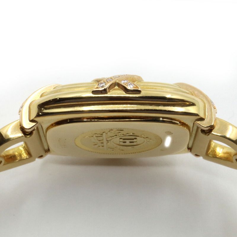 Hermes Faubourg White Watch Diamond Yellow Gold Quartz 18K