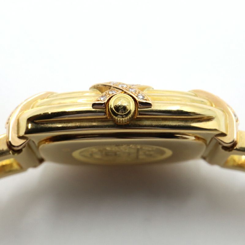 Hermes Faubourg White Watch Diamond Yellow Gold Quartz 18K