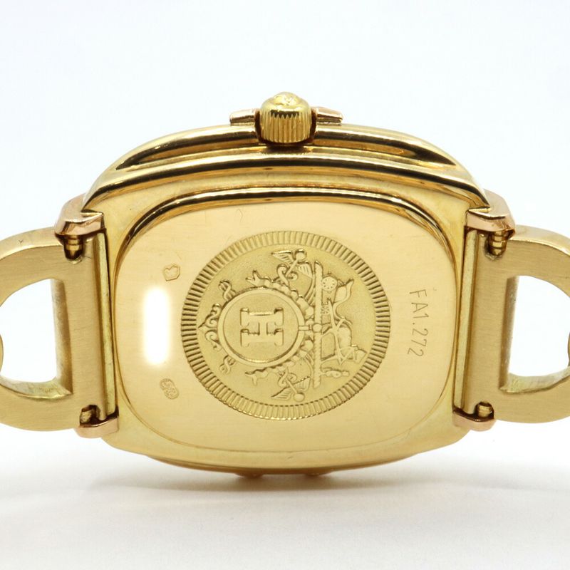 Hermes Faubourg White Watch Diamond Yellow Gold Quartz 18K