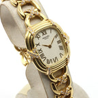 Hermes Faubourg White Watch Diamond Yellow Gold Quartz 18K