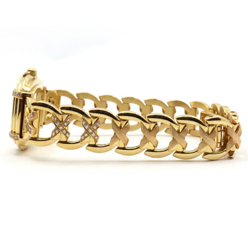 Hermes Faubourg White Watch Diamond Yellow Gold Quartz 18K
