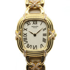 Hermes Faubourg White Watch Diamond Yellow Gold Quartz 18K