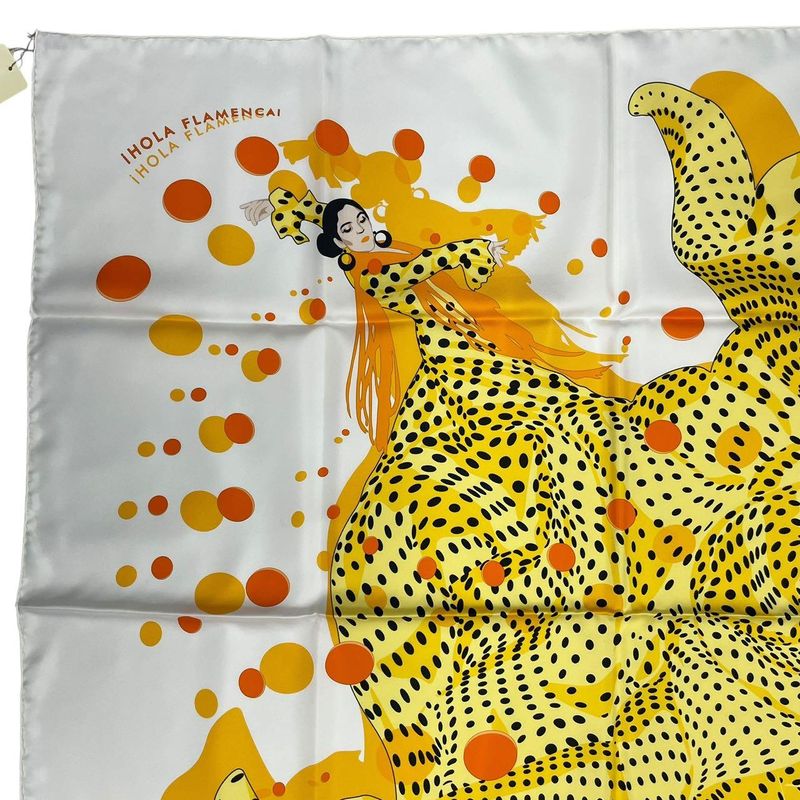 Hermes Scarf Silk Carre 90 Hola Flamenca Yellow