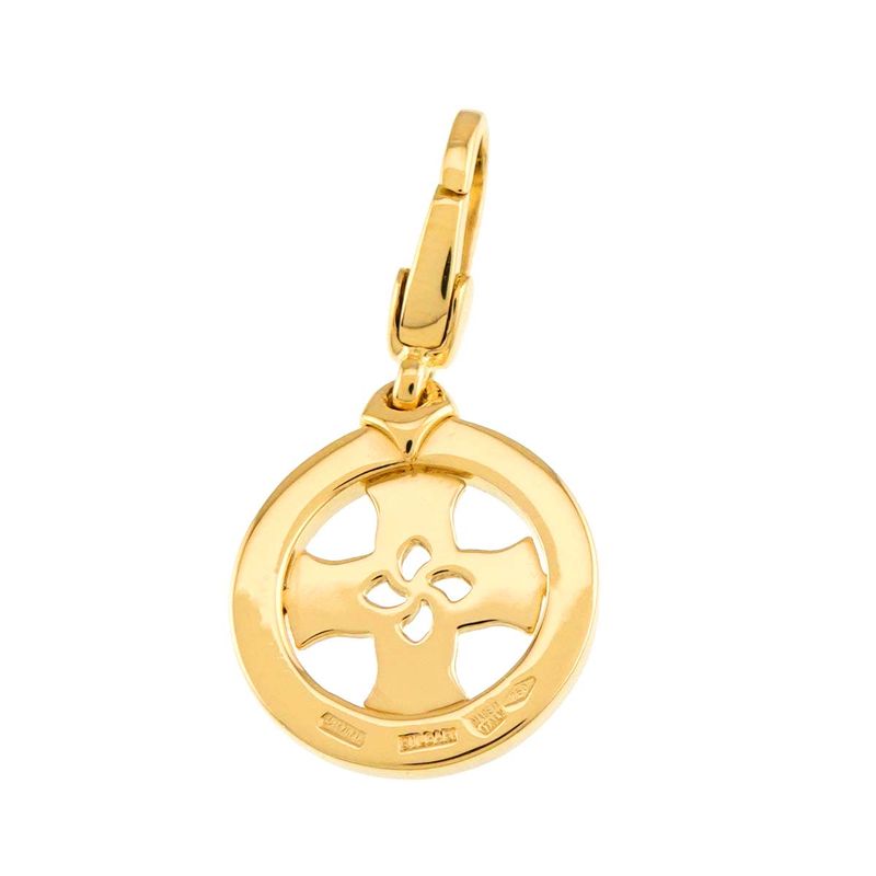 Bvlgari Tondo Cross Pendant Top 18K YG Yellow Gold 750 Charm