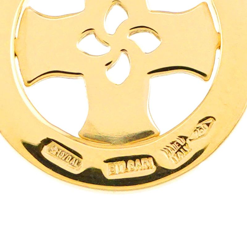 Bvlgari Tondo Cross Pendant Top 18K YG Yellow Gold 750 Charm