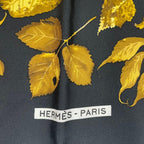 Hermes Scarf Silk Carre 90 Tourbillon Fallen Leaves Swirl Black
