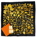 Hermes Scarf Silk Carre 90 Tourbillon Fallen Leaves Swirl Black