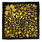 Hermes Scarf Silk Carre 90 Tourbillon Fallen Leaves Swirl Black