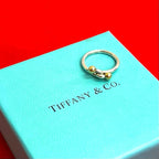 Tiffany & Co Hook Eye Love Knot 18K Gold Ring Silver