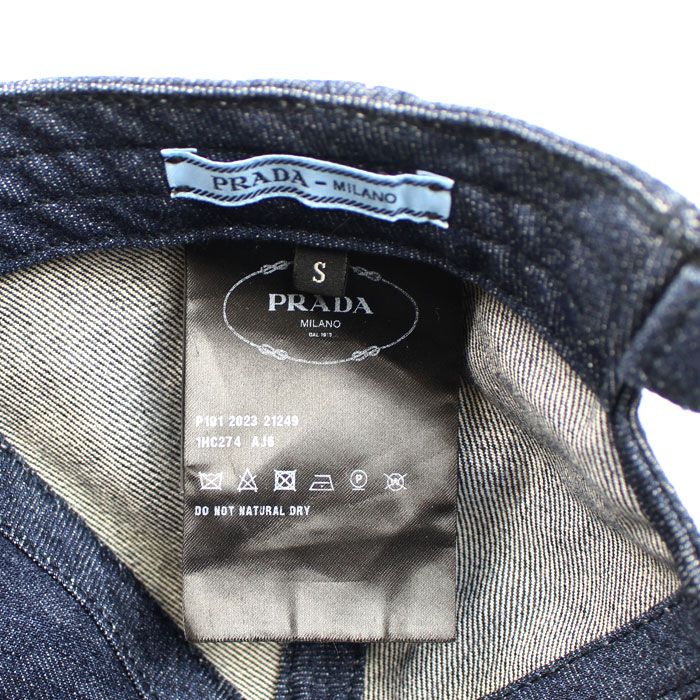 Prada Triangle Logo Denim Cap Blue