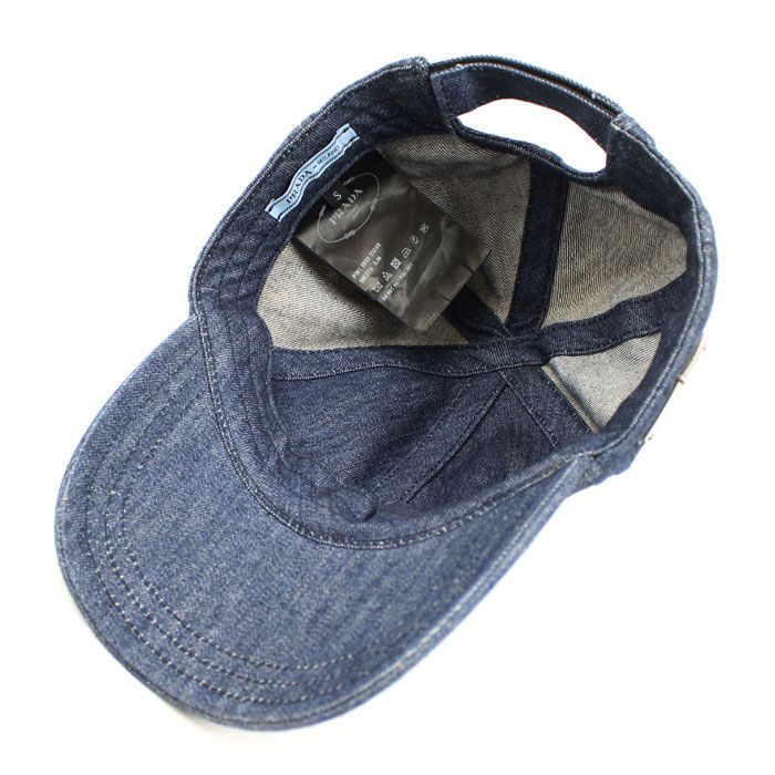 Prada Triangle Logo Denim Cap Blue
