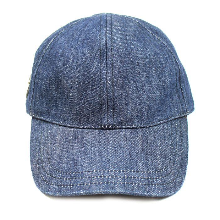 Prada Triangle Logo Denim Cap Blue
