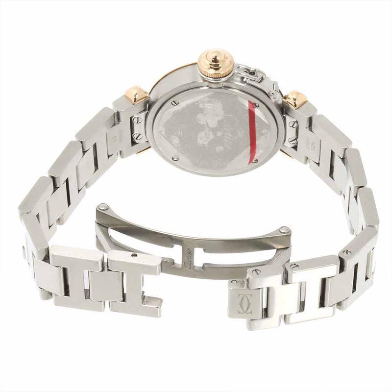 Cartier Miss Pasha Watch Bezel Diamond Silver 18K Pink