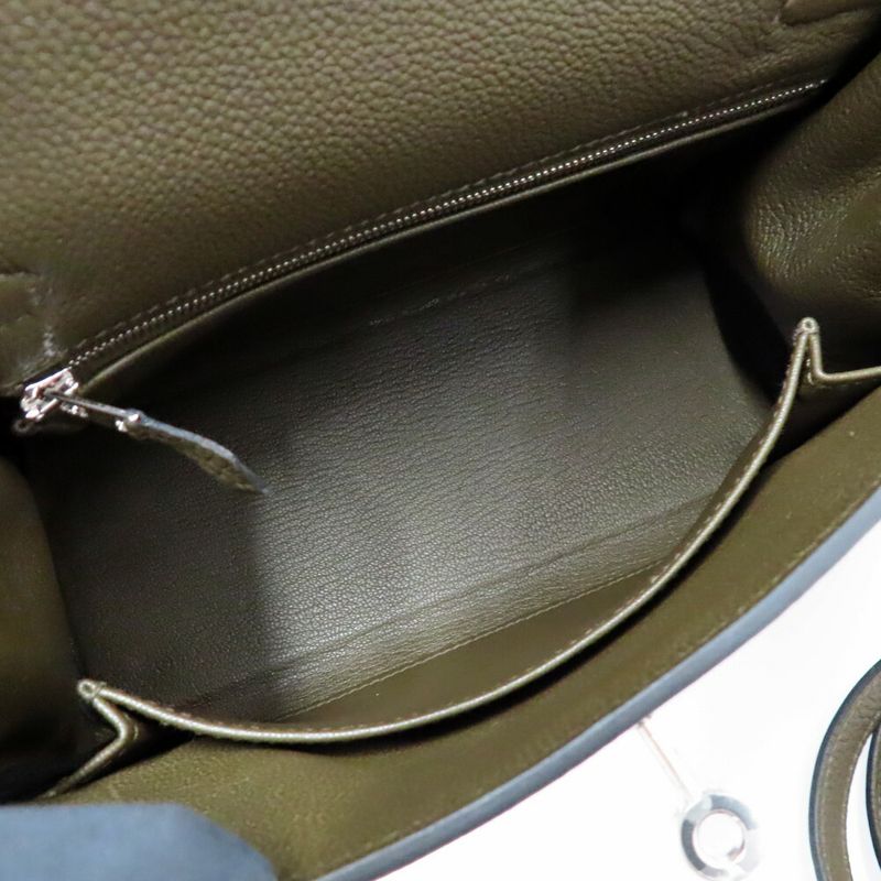 Hermes Kelly 25 Togo Verloden Silver Handbag