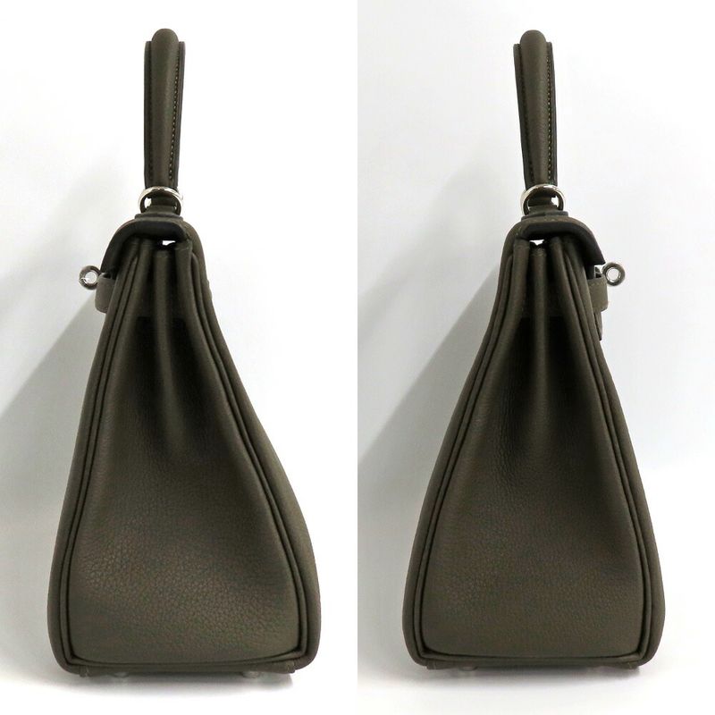 Hermes Kelly 25 Togo Verloden Silver Handbag