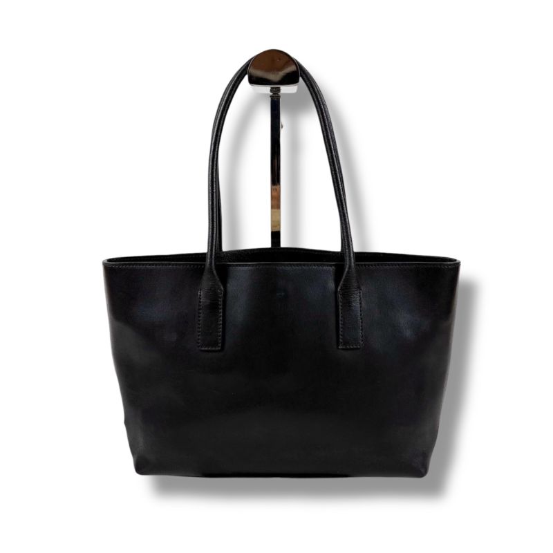 Prada Mini Tote Triangle Logo Leather Black Nero Vintage