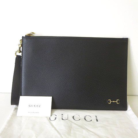 Gucci Horsebit Leather Clutch Black Purse