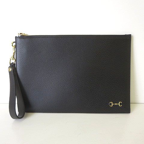 Gucci Horsebit Leather Clutch Black Purse