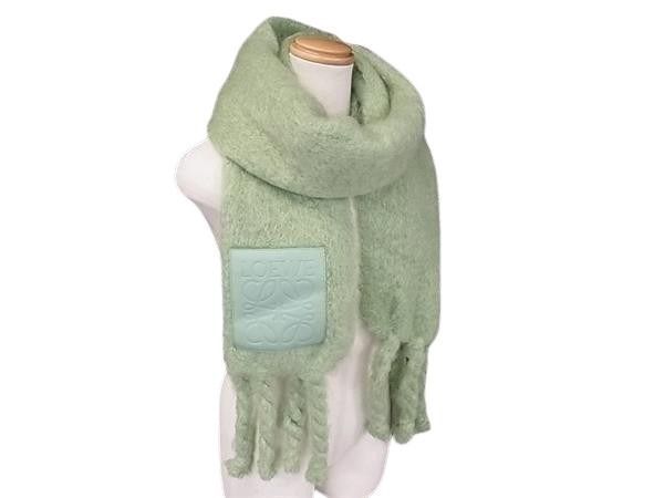 Loewe Scarf Anagram Green Mohair Wool Nylon Fringe