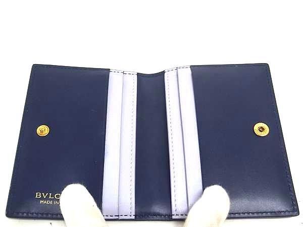 Bvlgari Card Case Serpenti Blue Leather Gold New