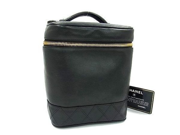Chanel Handbag Vanity Bicolor Black Lambskin CC Logo Quilted