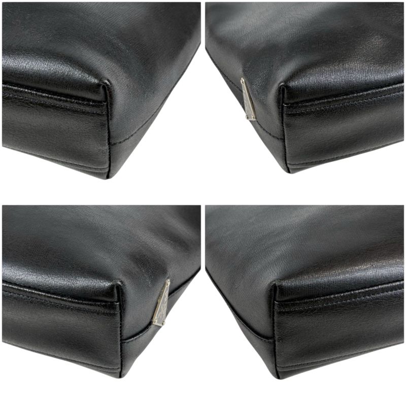 Prada Mini Tote Triangle Logo Leather Black Nero Vintage