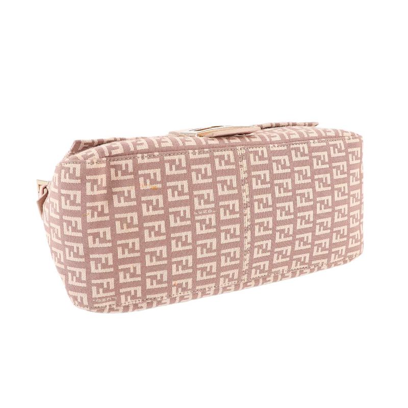 Fendi Zucchino Mamma Bucket Shoulder Bag Canvas Pink Gold
